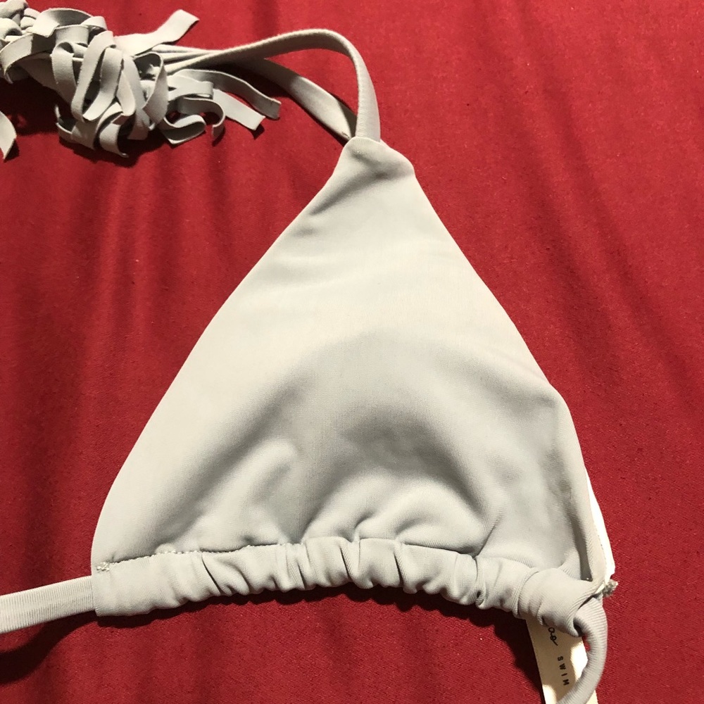 🔴NWOT Palao swim top Gray size medium. Straps with fringe on the ends to tie. - Picture 2 of 8